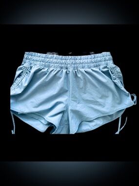 aerie Light Blue Elastic-Waist Athletic Shorts with Side Drawstrings